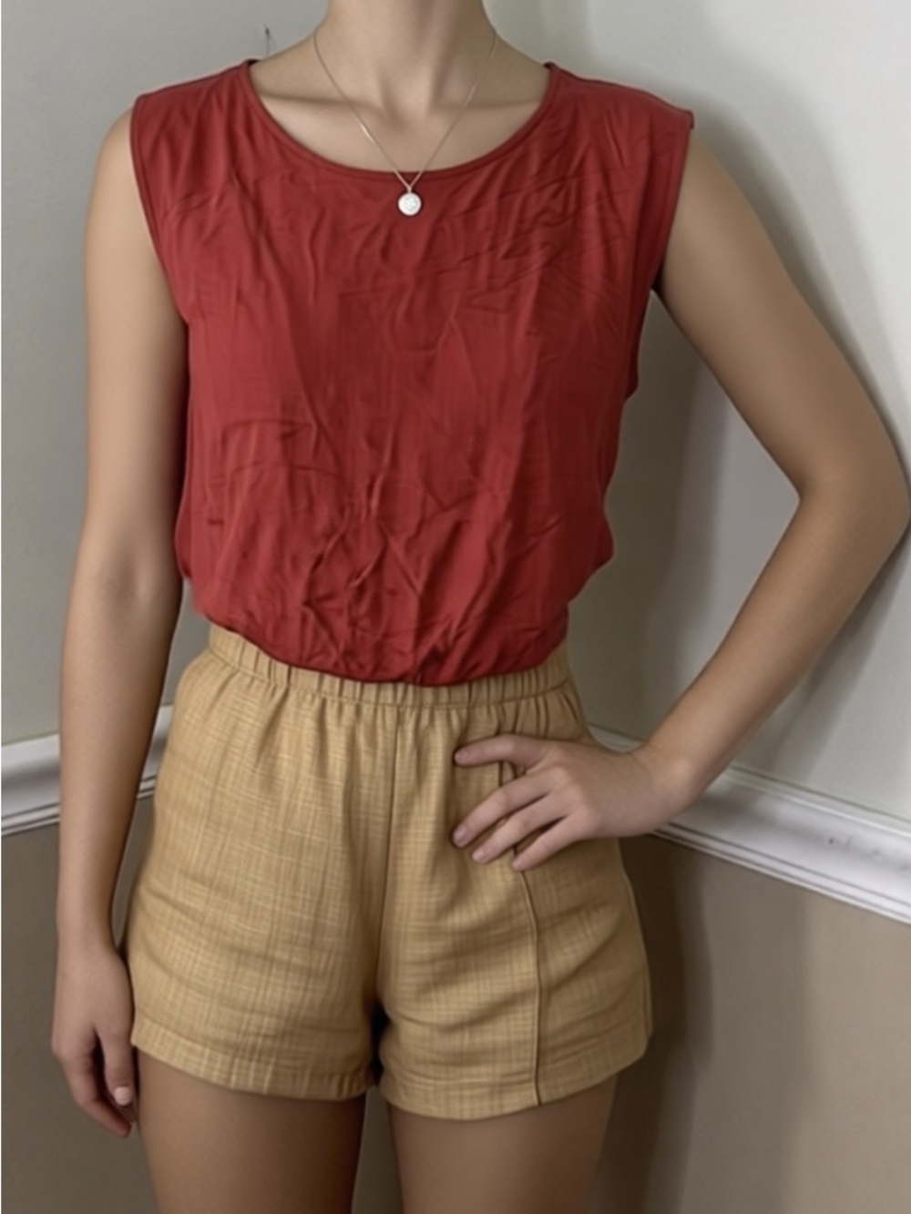 🧡 5 for $25! Royal Silk Red Scoop Neck Top 100 percent SILK